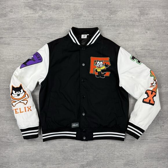 FELIX THE CAT x Universal Studios Bomber Jacket Adult Sz Small Black White EUC - Picture 5 of 14
